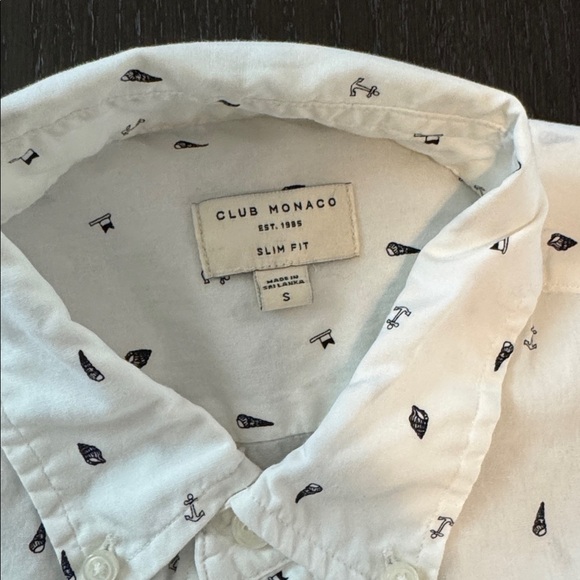 Club Monaco Cream Shirt with Black Nautical Print - Picture 2 of 3